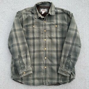 L.L.Bean Katahdin Iron Works Fleece Lined Flannel Shirt Jacket - Mens Large